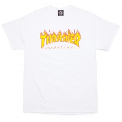 THRASHER T-SHIRT LOGO FLAME WHITE